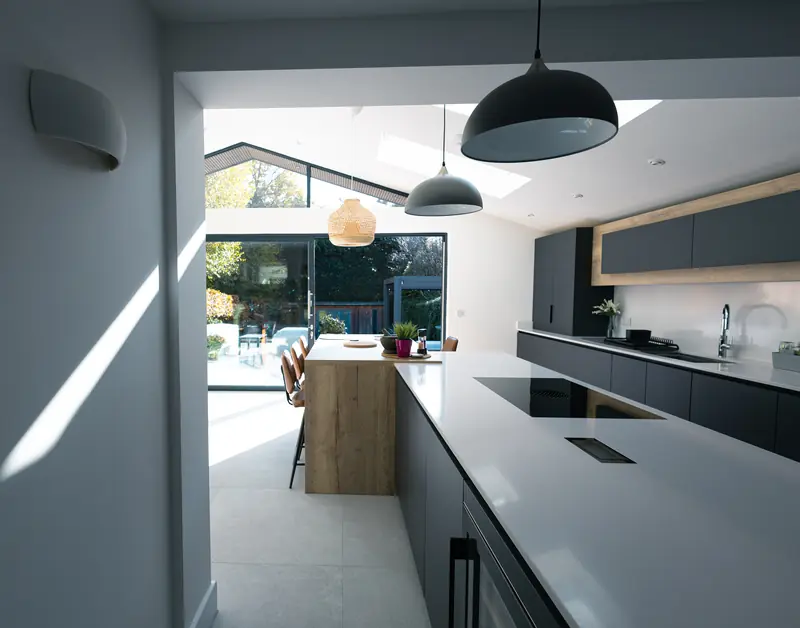 View into the kitchen extension from the hallway