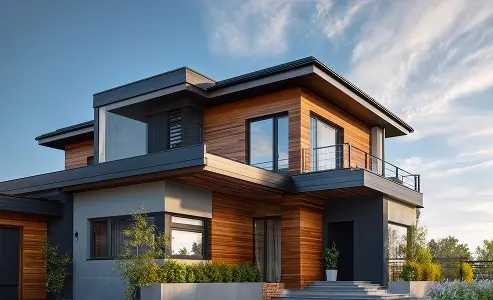 Modern detached house with timber cladding