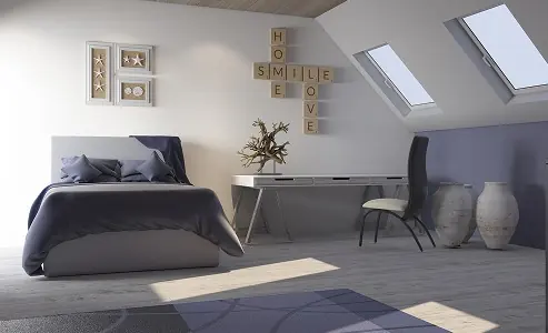 Loft bedroom with roof windows
